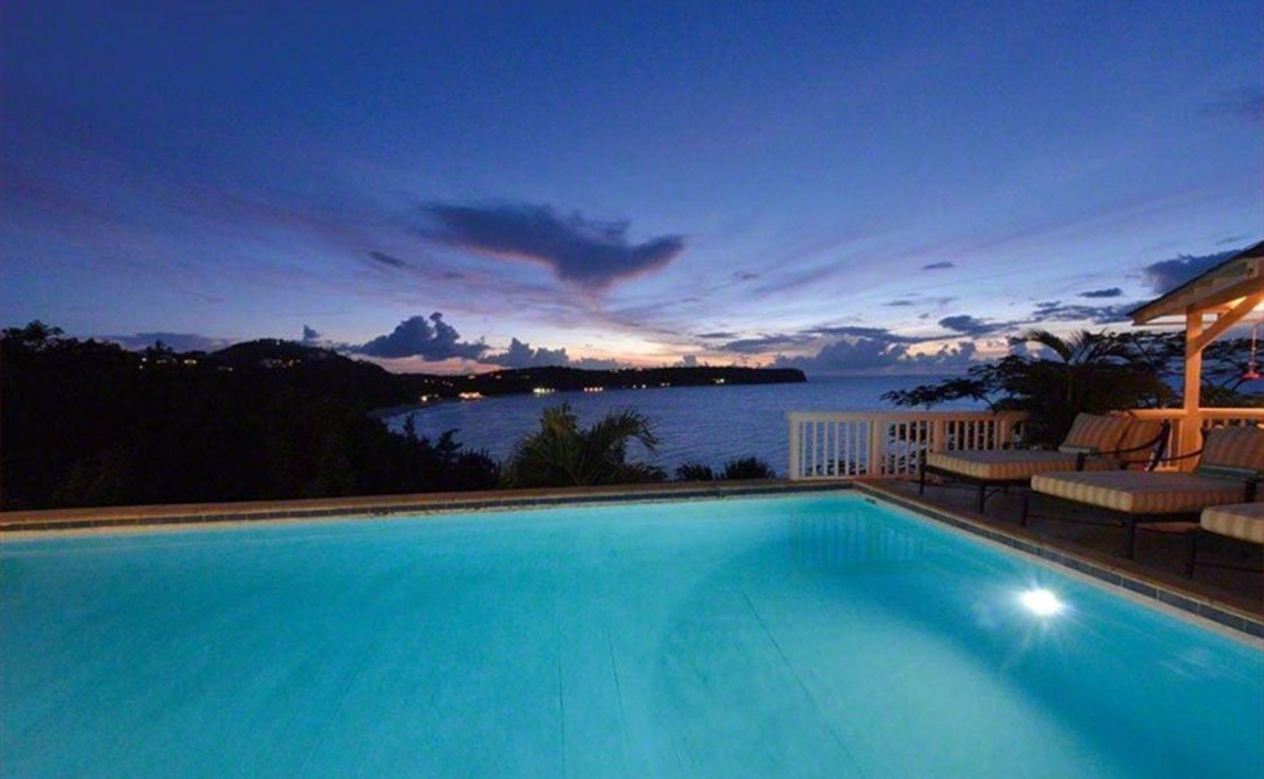 Pool sunset view
